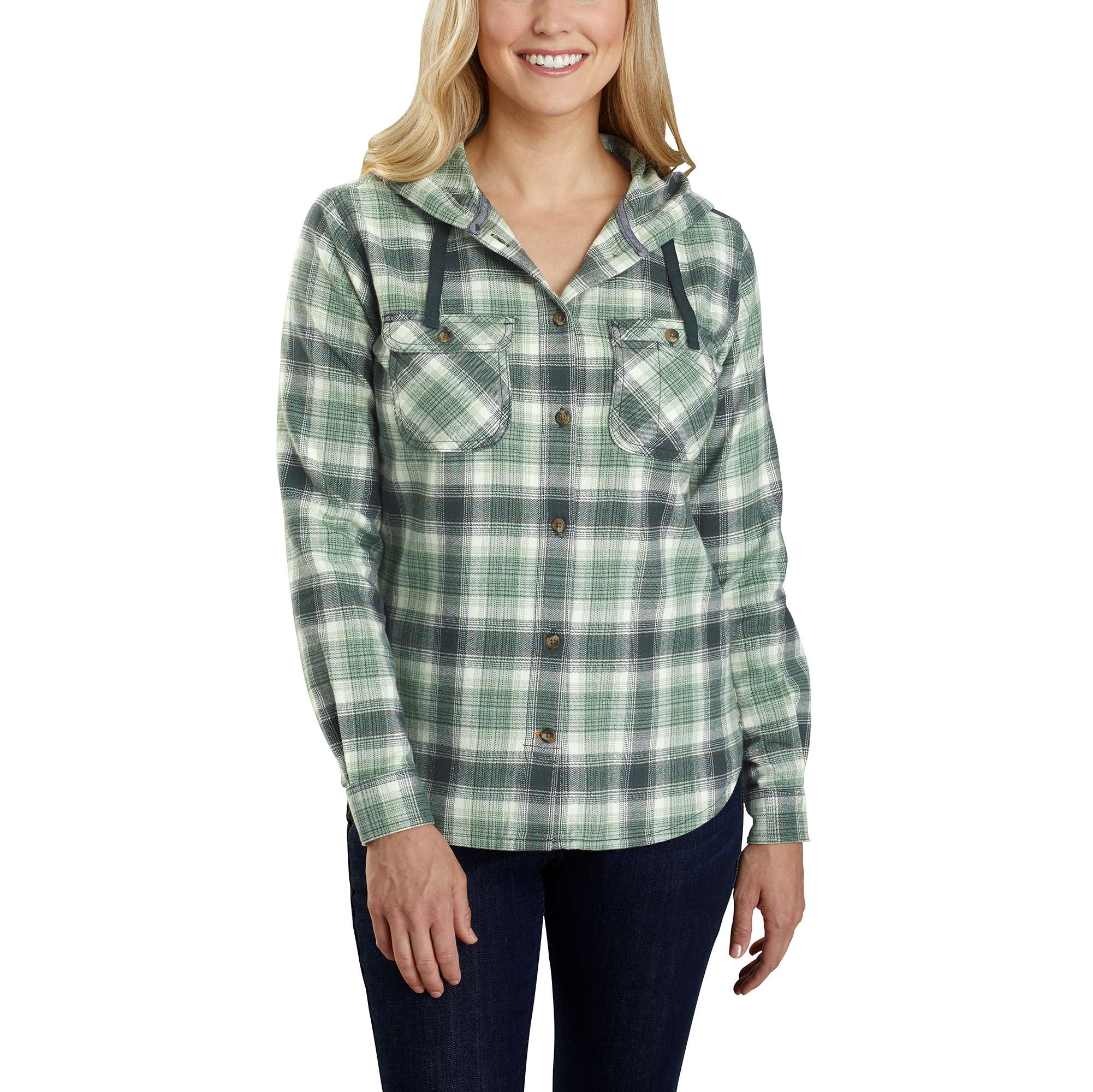 Carhartt® Relaxed Fit Flannel Hooded Plaid Shirt