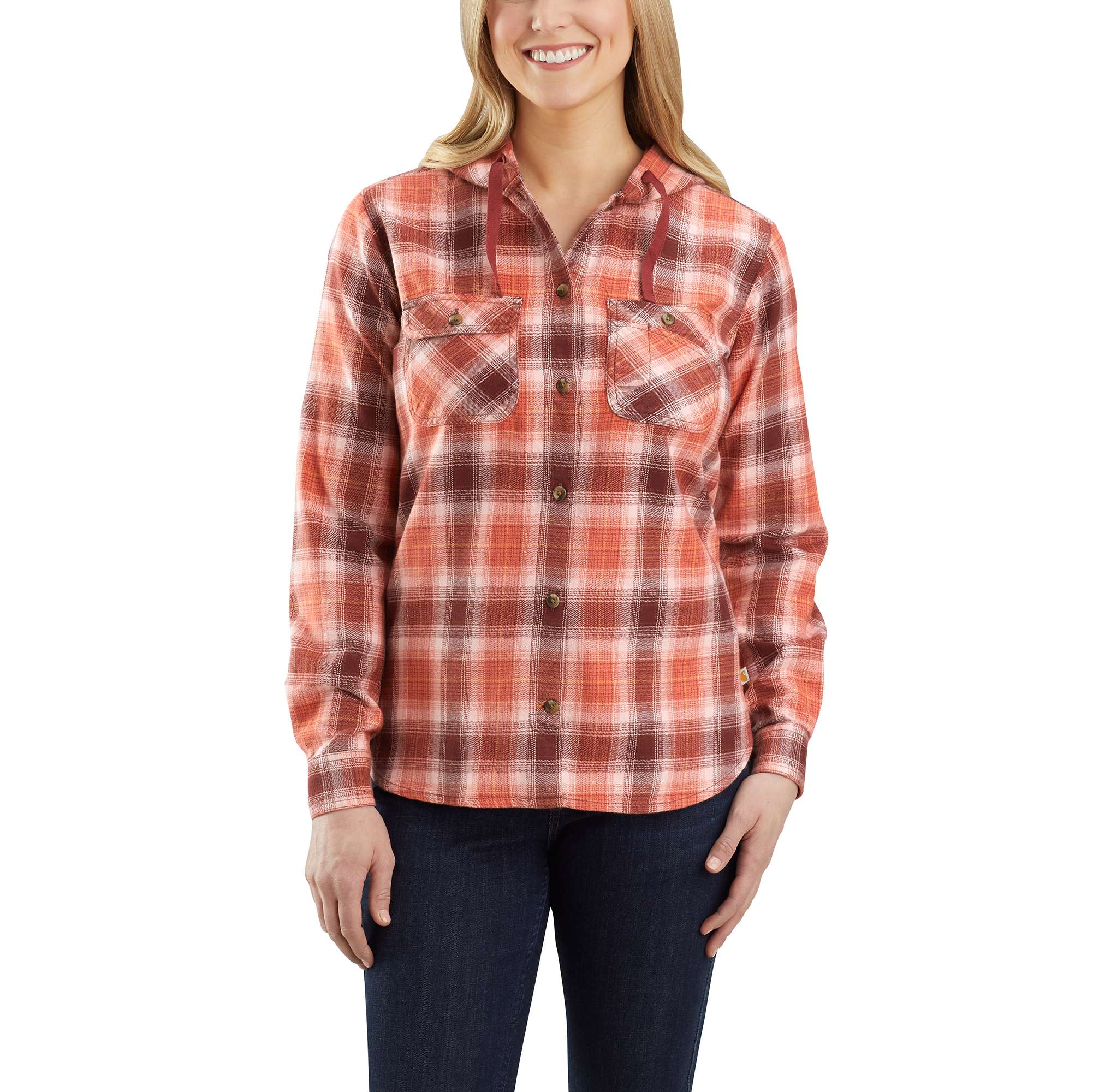 Carhartt® Relaxed Fit Flannel Hooded Plaid Shirt