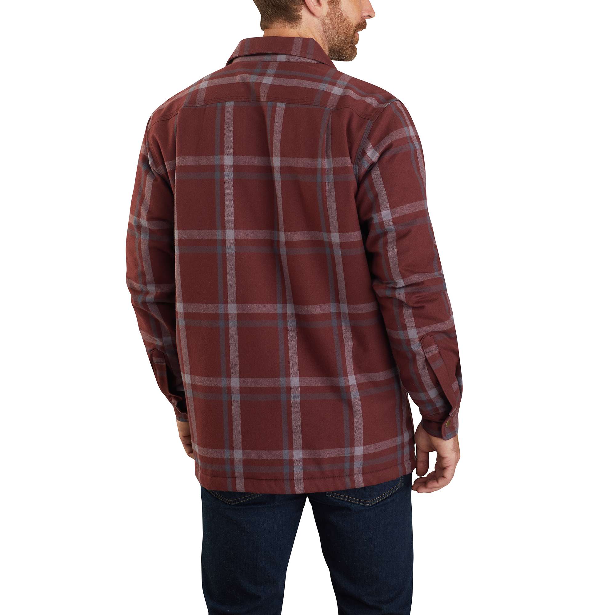 Carhartt® Relaxed Fit Flannel Sherpa-Lined Snap-Front Plaid Shirt Jac - Image 2