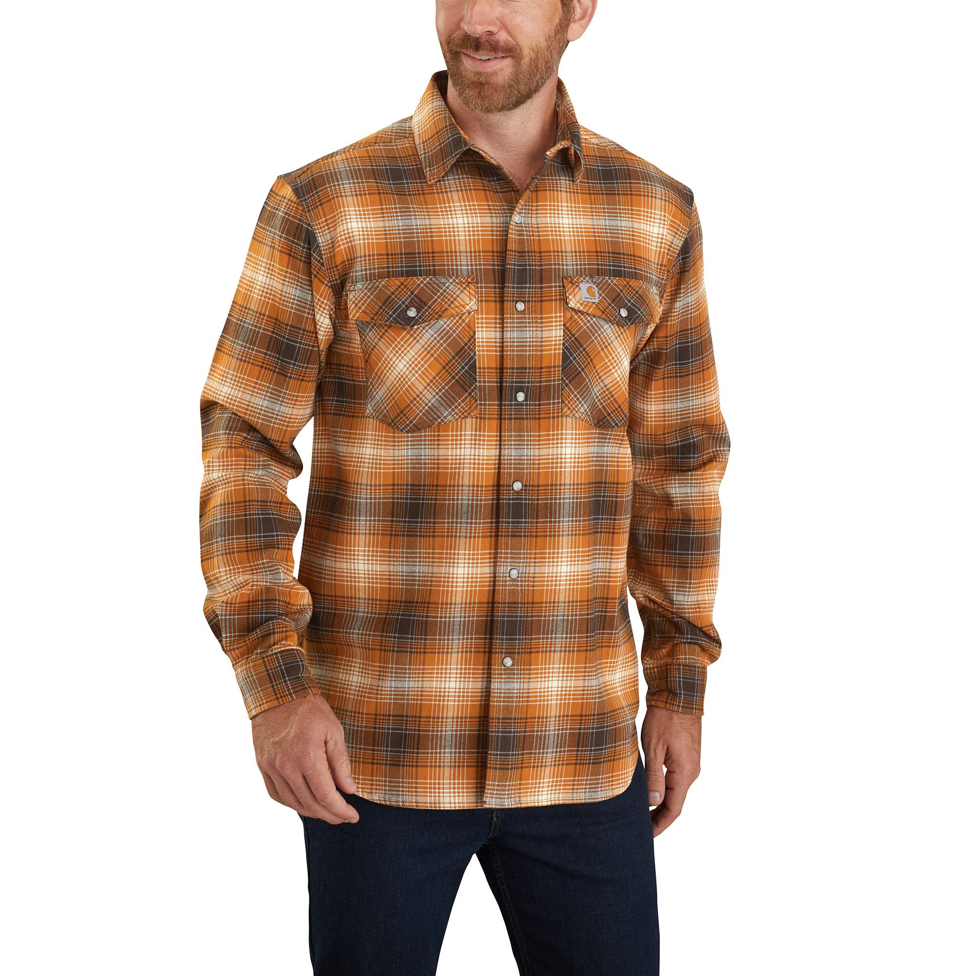 Carhartt® Rugged Flex® Relaxed Fit Flannel Long-Sleeve Snap-Front Plaid Shirt