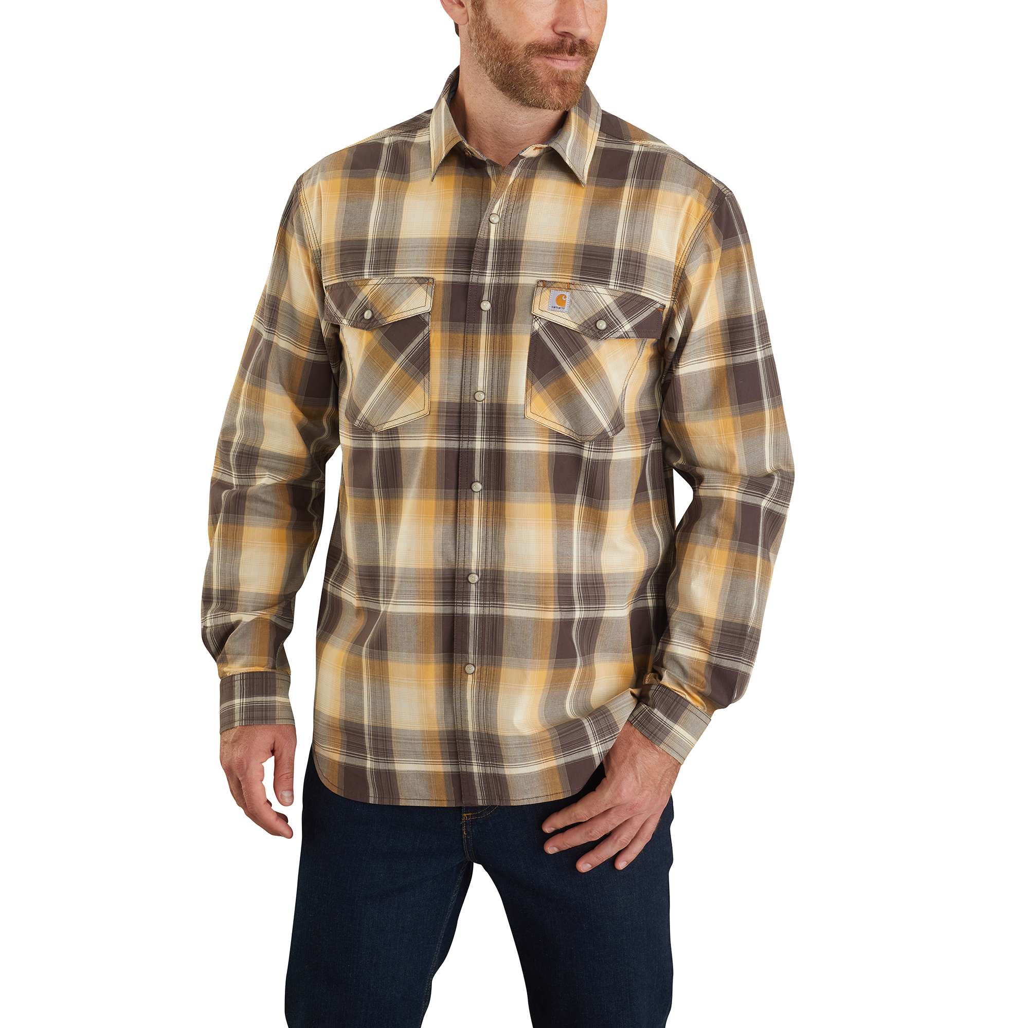 Carhartt® Rugged Flex® Relaxed Fit Lightweight Long-Sleeve Snap-Front Plaid Shirt