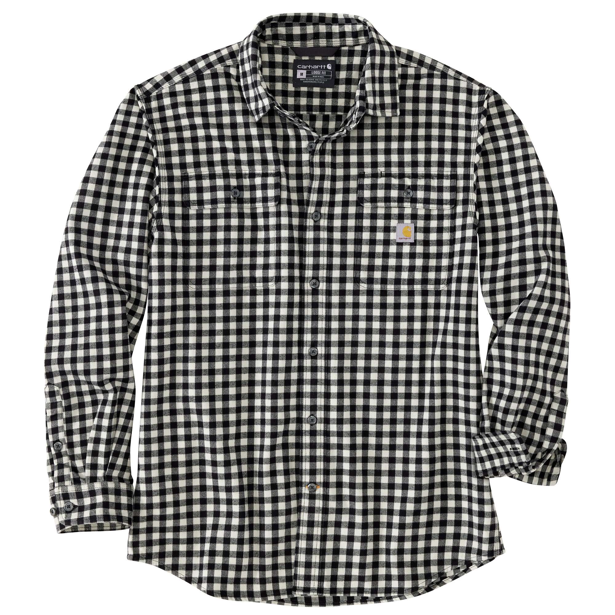 Loose Fit Heavyweight Flannel Long-Sleeve Plaid Shirt