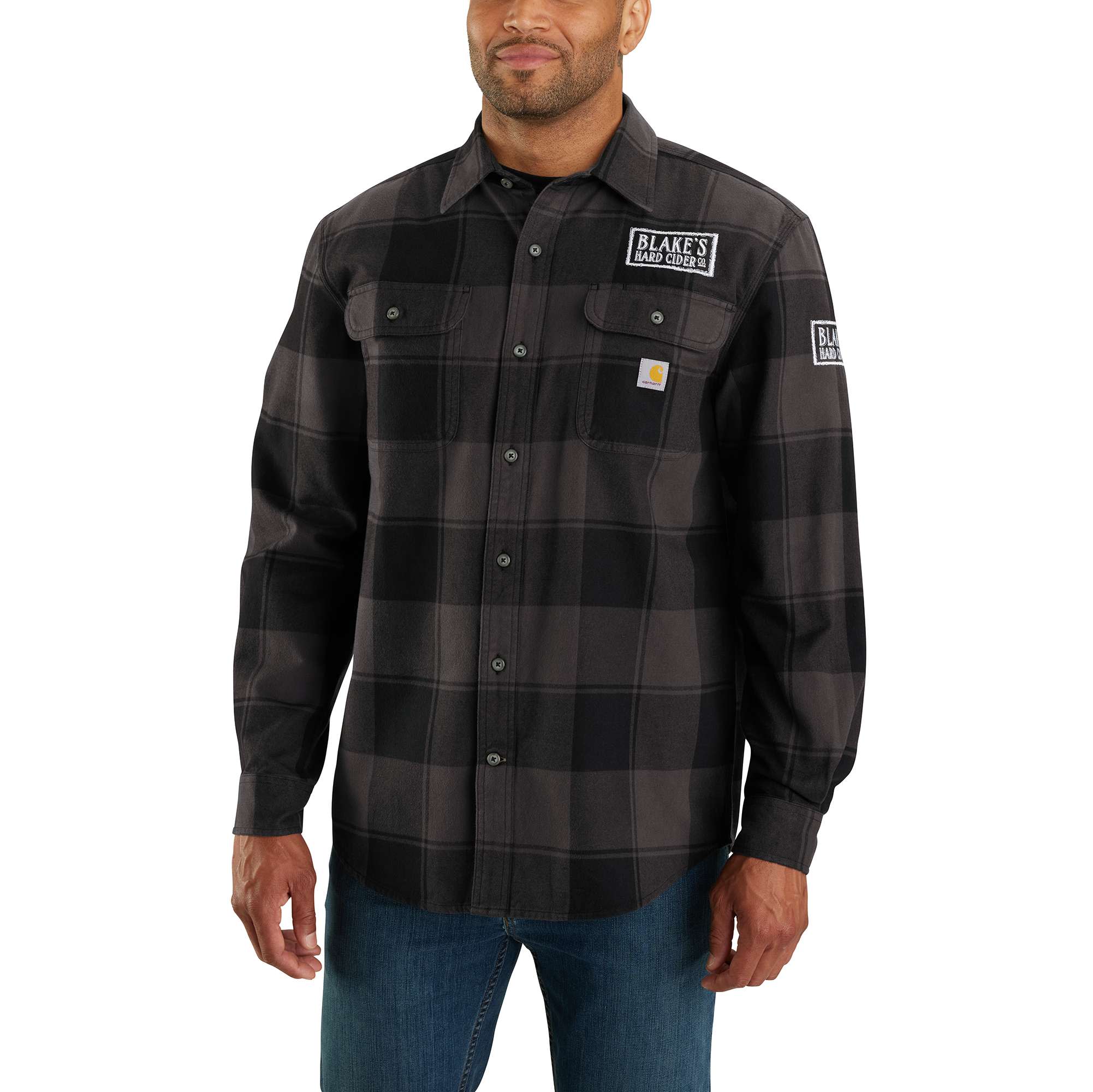 Loose Fit Heavyweight Flannel Long-Sleeve Plaid Shirt