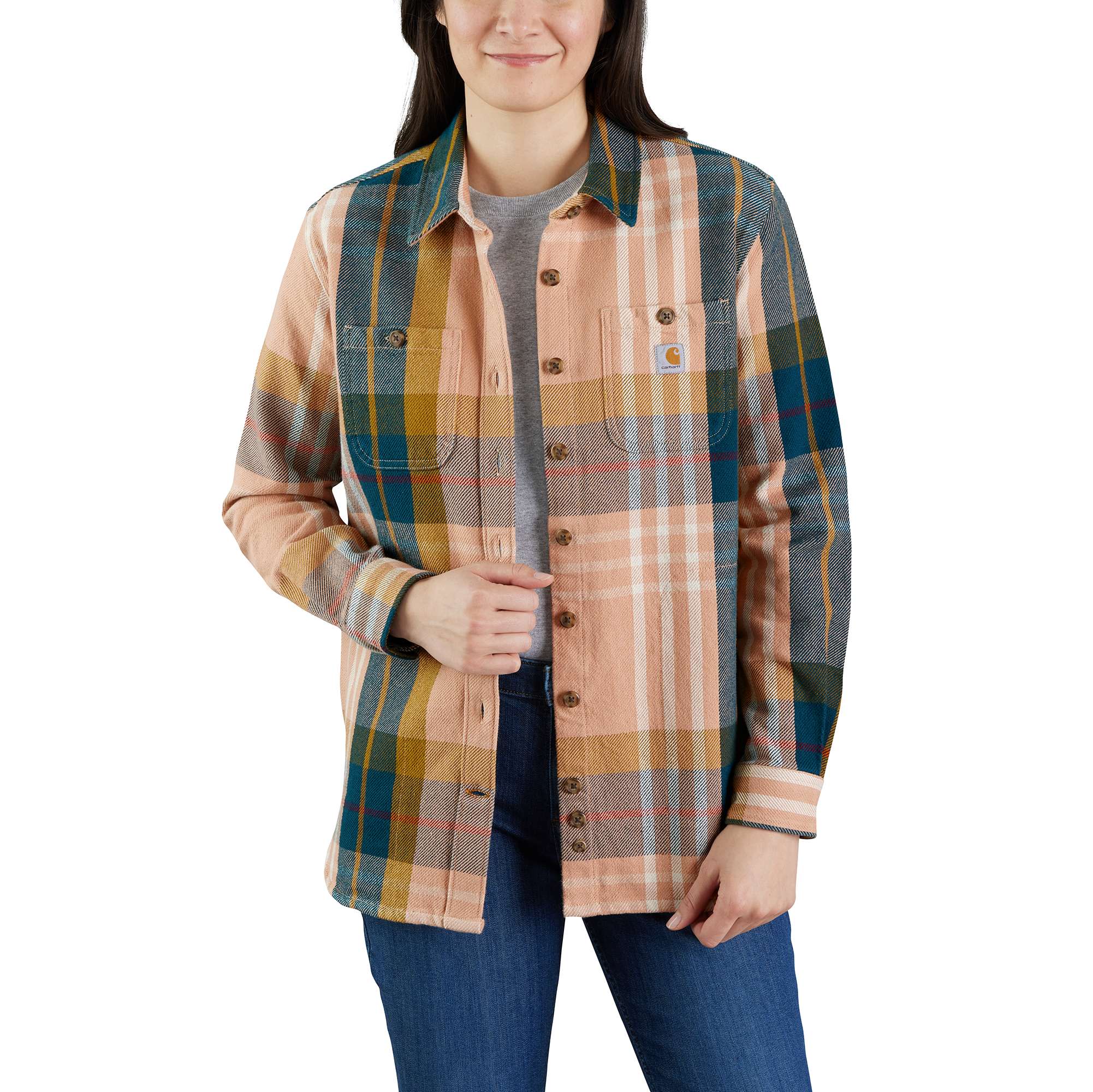 Loose Fit Heavyweight Twill Long-Sleeve Plaid Shirt