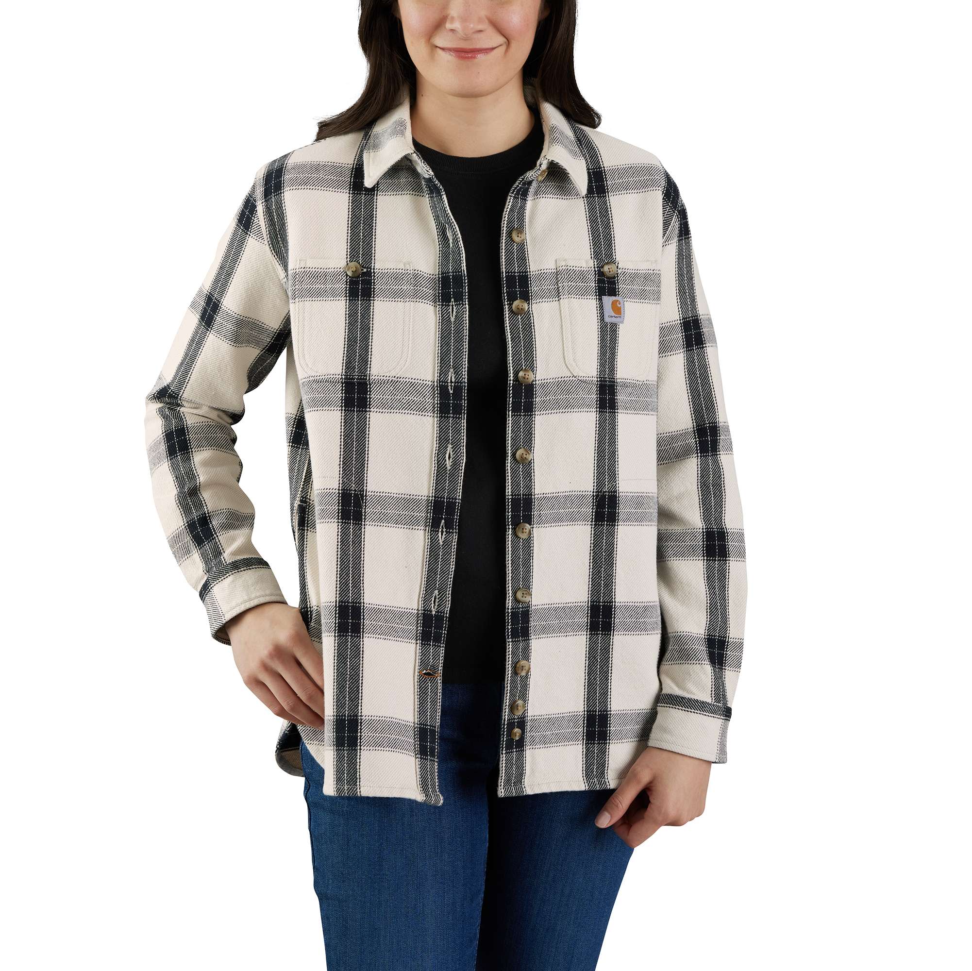Loose Fit Heavyweight Twill Long-Sleeve Plaid Shirt
