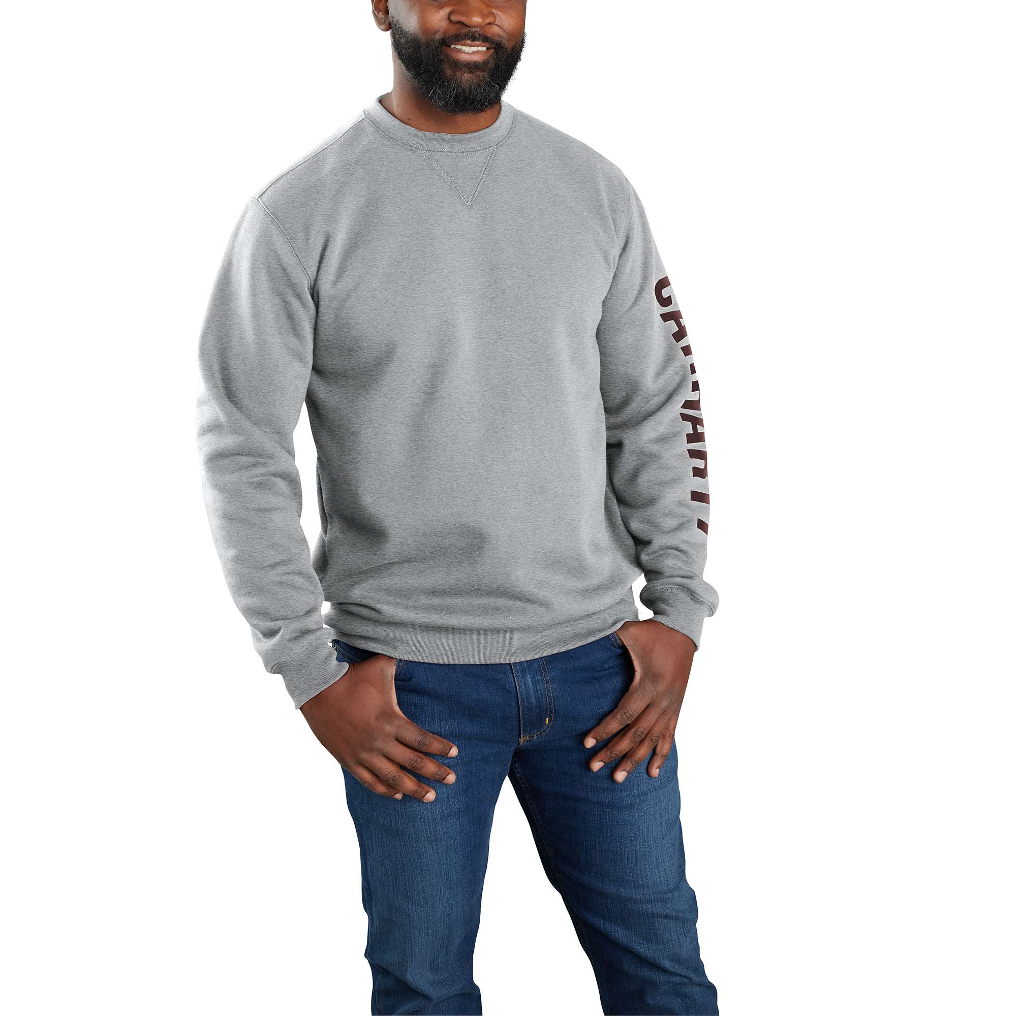 Loose Fit Midweight Crewneck Logo Sleeve Graphic Sweatshirt