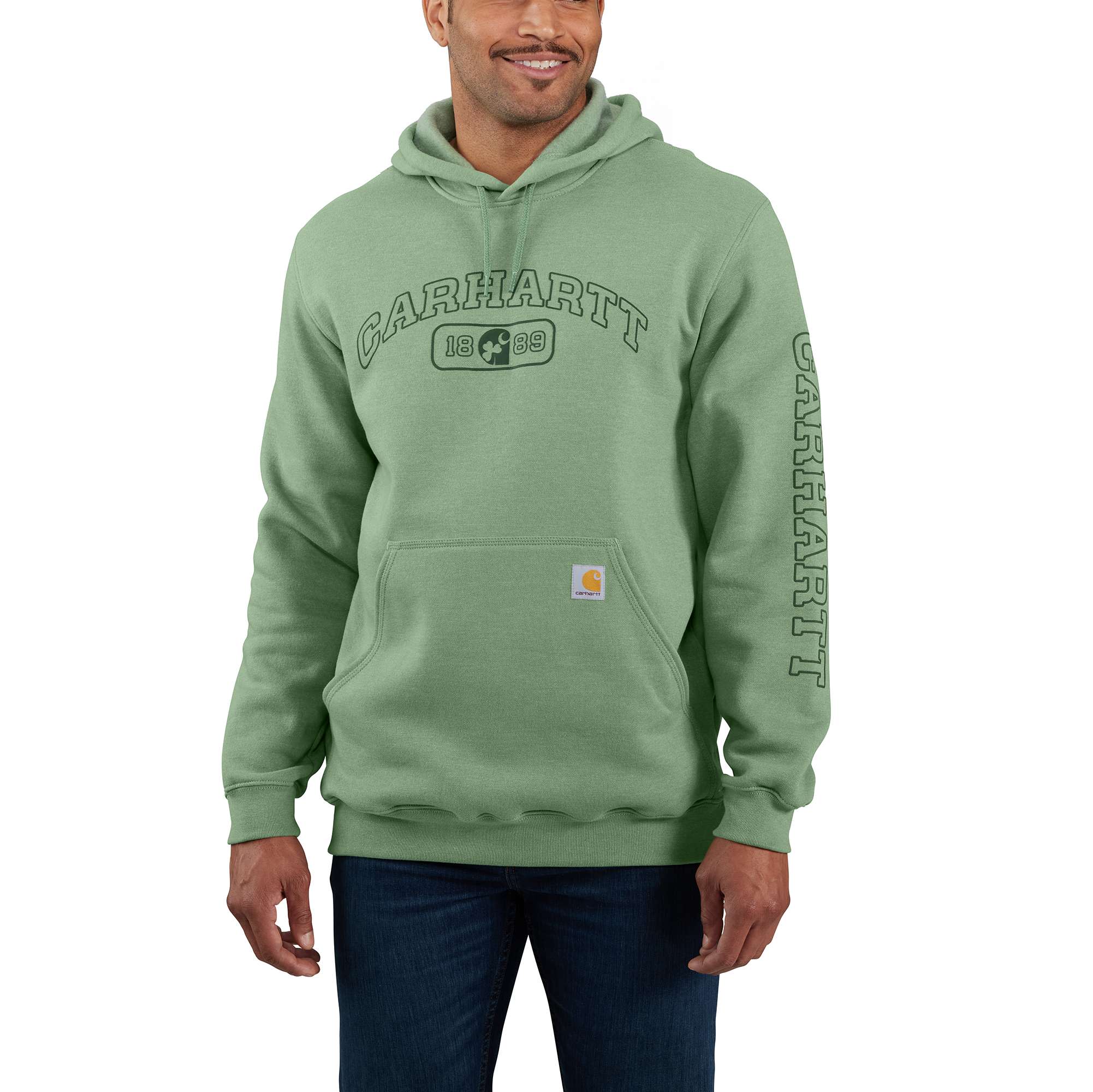 Loose Fit Midweight Hooded Shamrock Graphic Sweatshirt