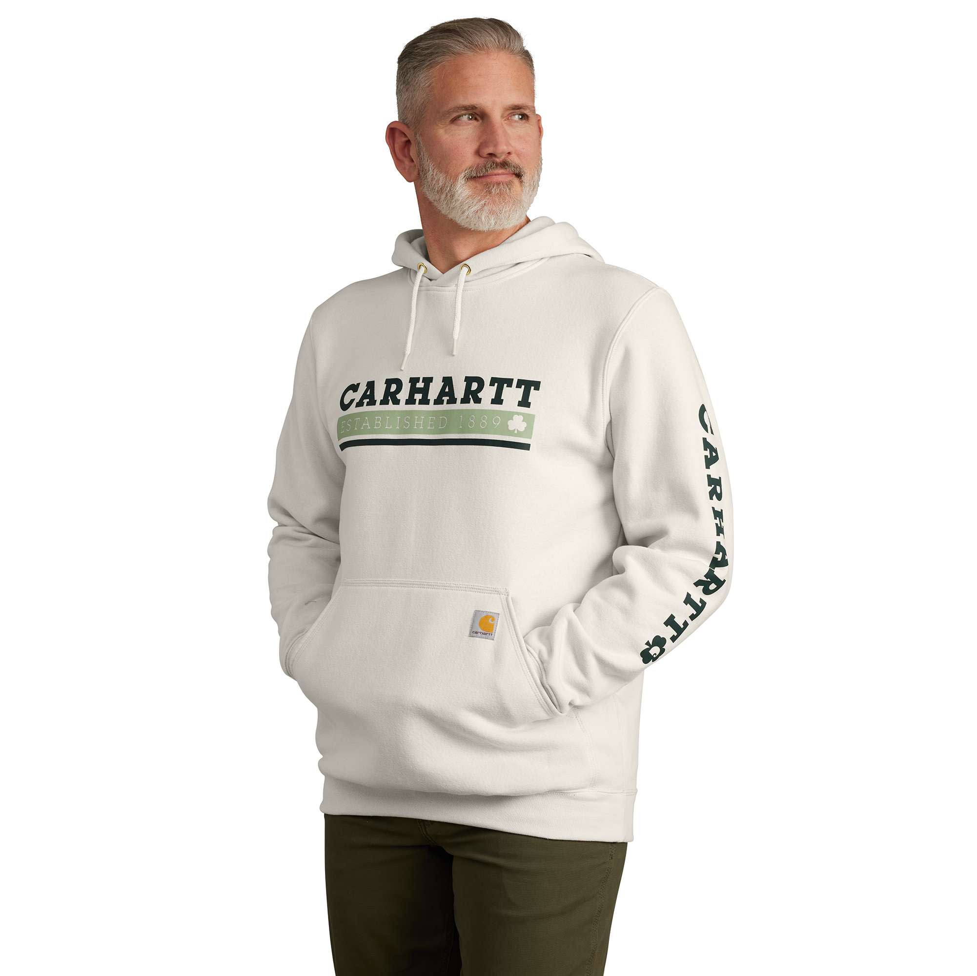 Loose Fit Midweight Hooded Shamrock Graphic Sweatshirt