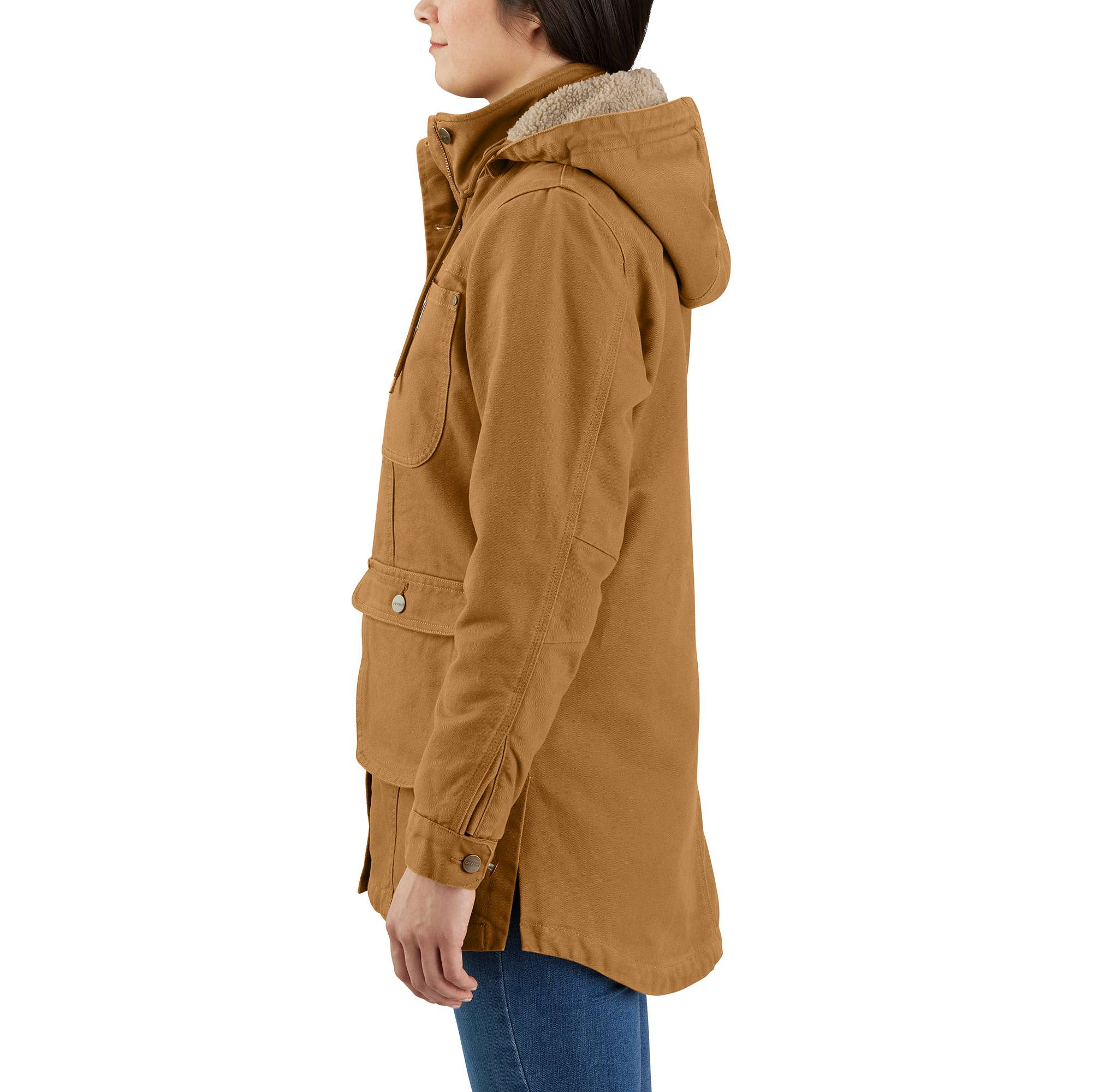 Loose Fit Washed Duck Coat - Image 4