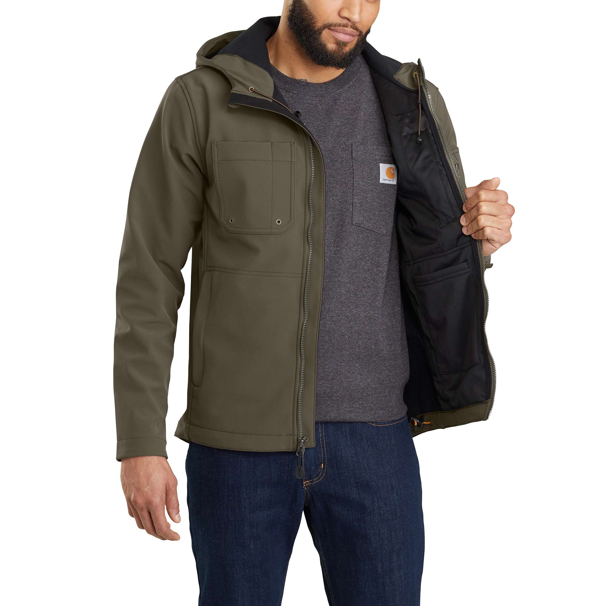 Rain Defender® Relaxed Fit Midweight Softshell Hooded Jacket - Image 3