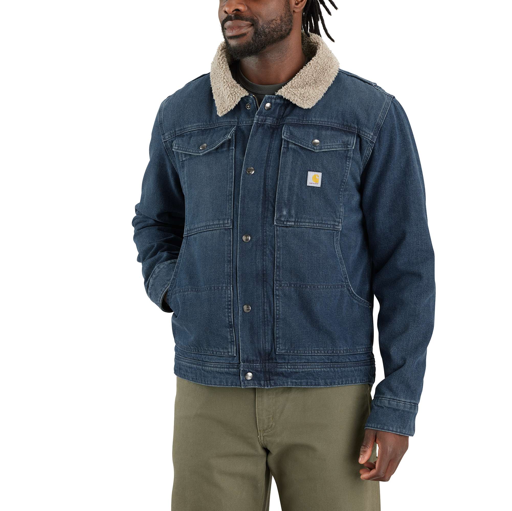 Relaxed Fit Denim Sherpa-Lined Jacket