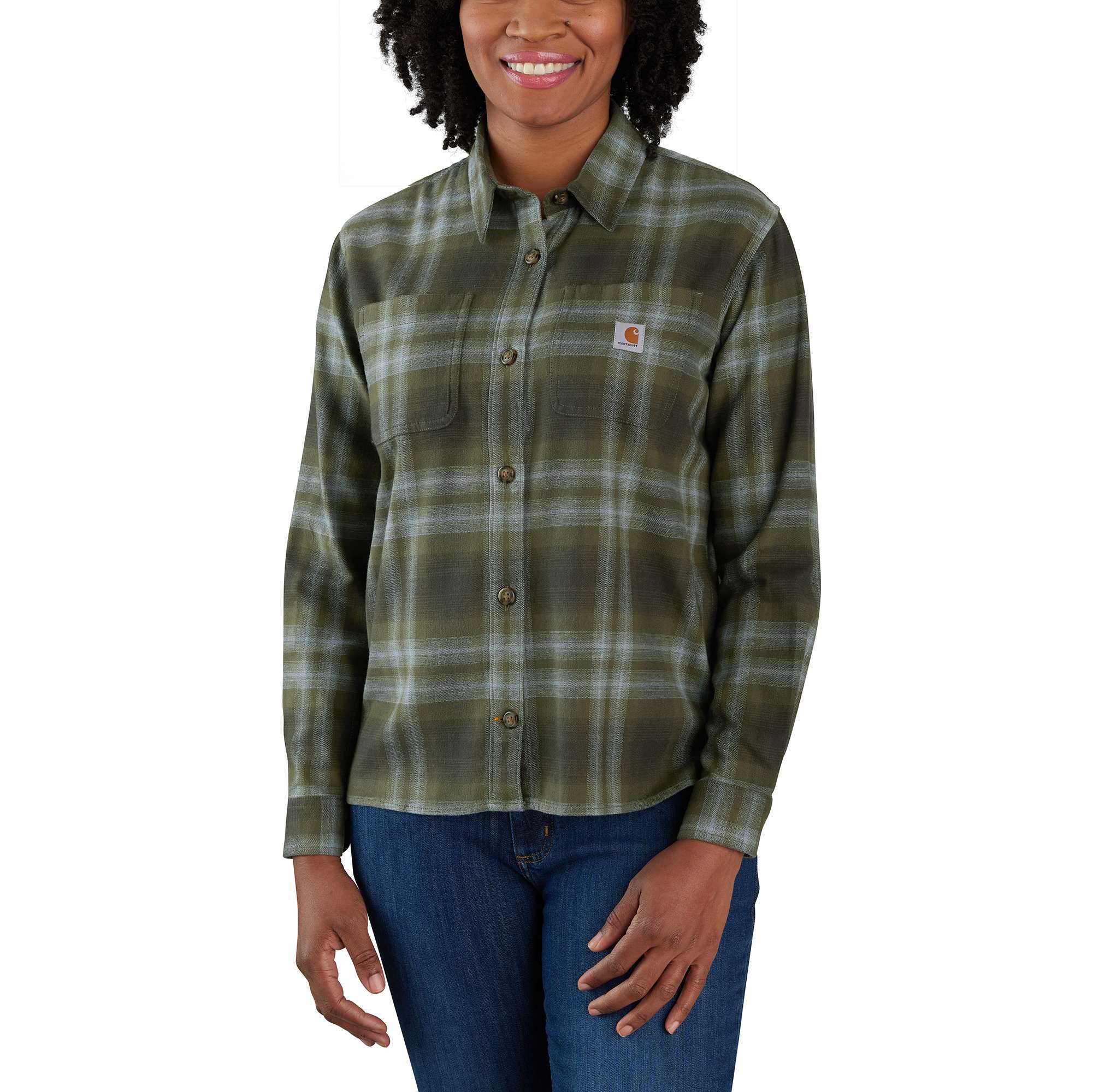 Rugged Flex® Loose Fit Midweight Flannel Long-Sleeve Plaid Shirt