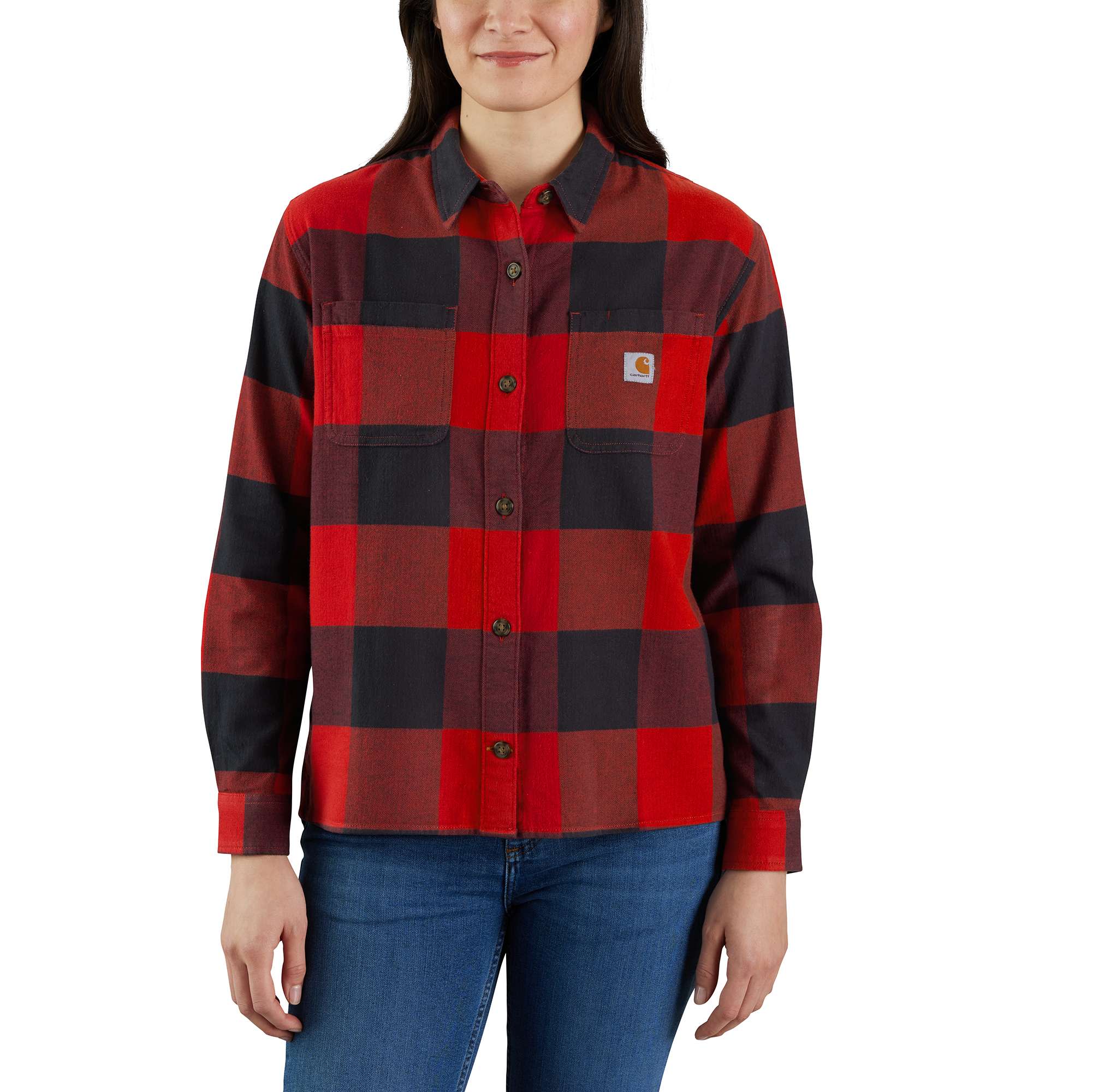 Rugged Flex® Loose Fit Midweight Flannel Long-Sleeve Plaid Shirt