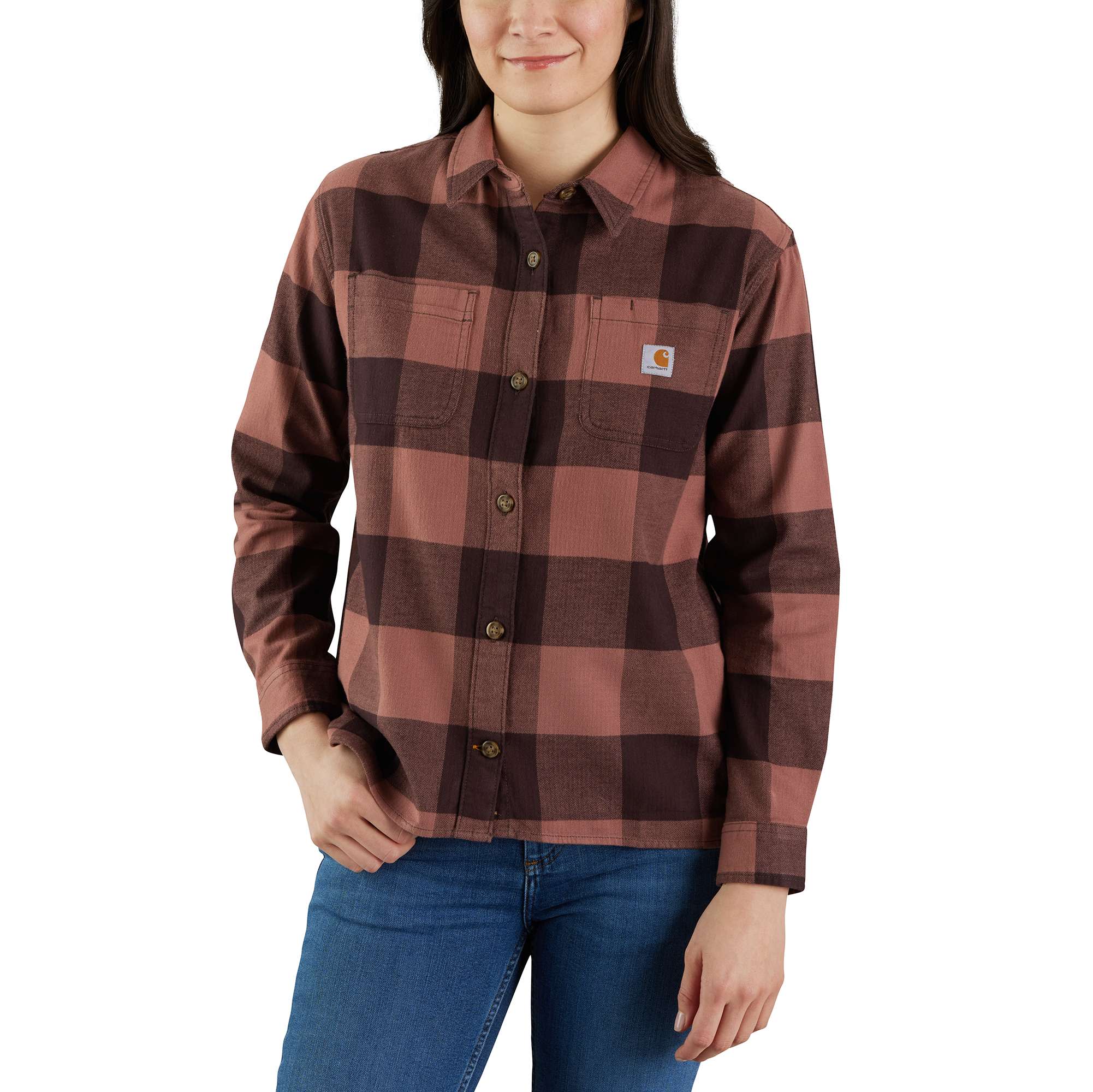 Rugged Flex® Loose Fit Midweight Flannel Long-Sleeve Plaid Shirt