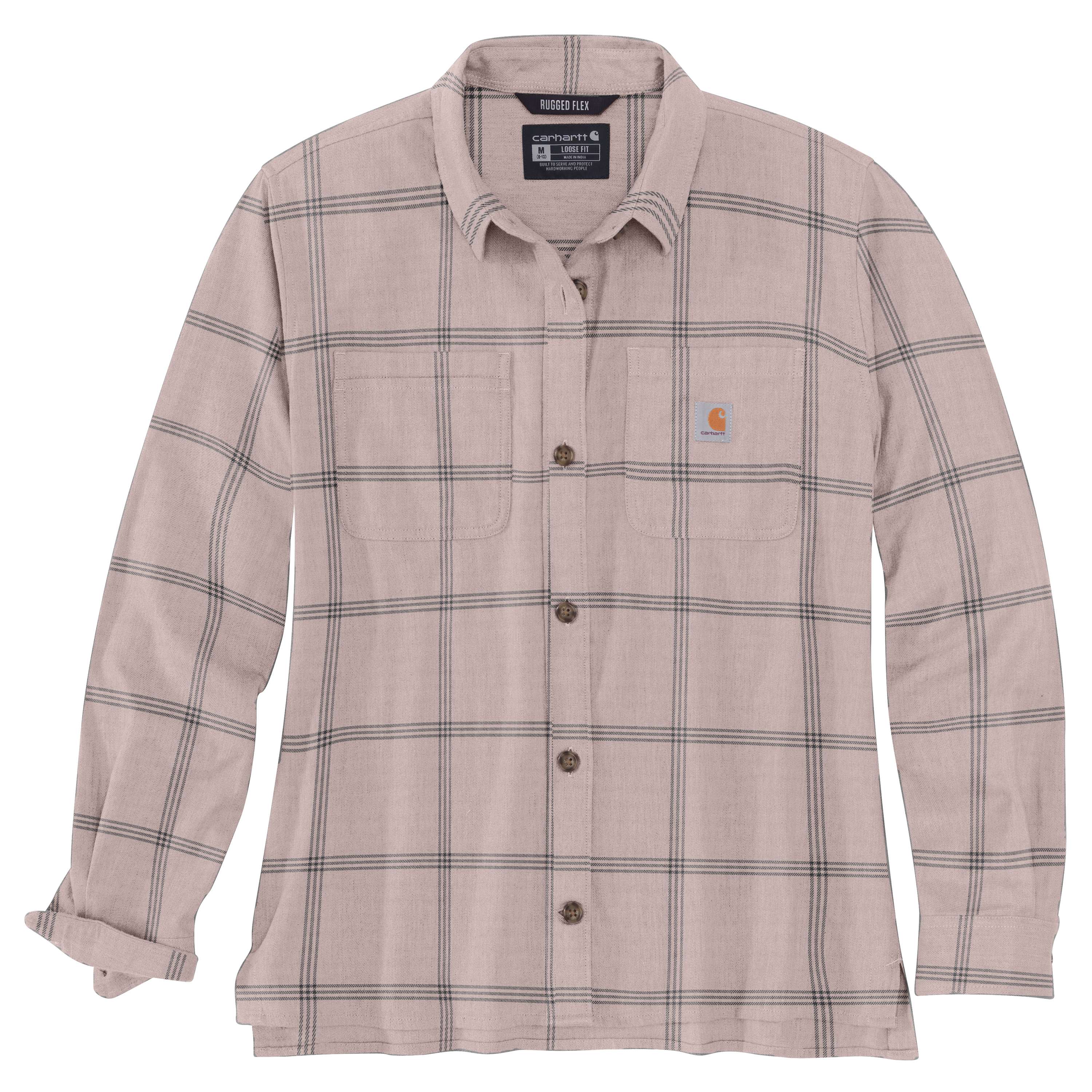Rugged Flex Loose Fit Midweight Flannel Long-Sleeve Plaid Shirt