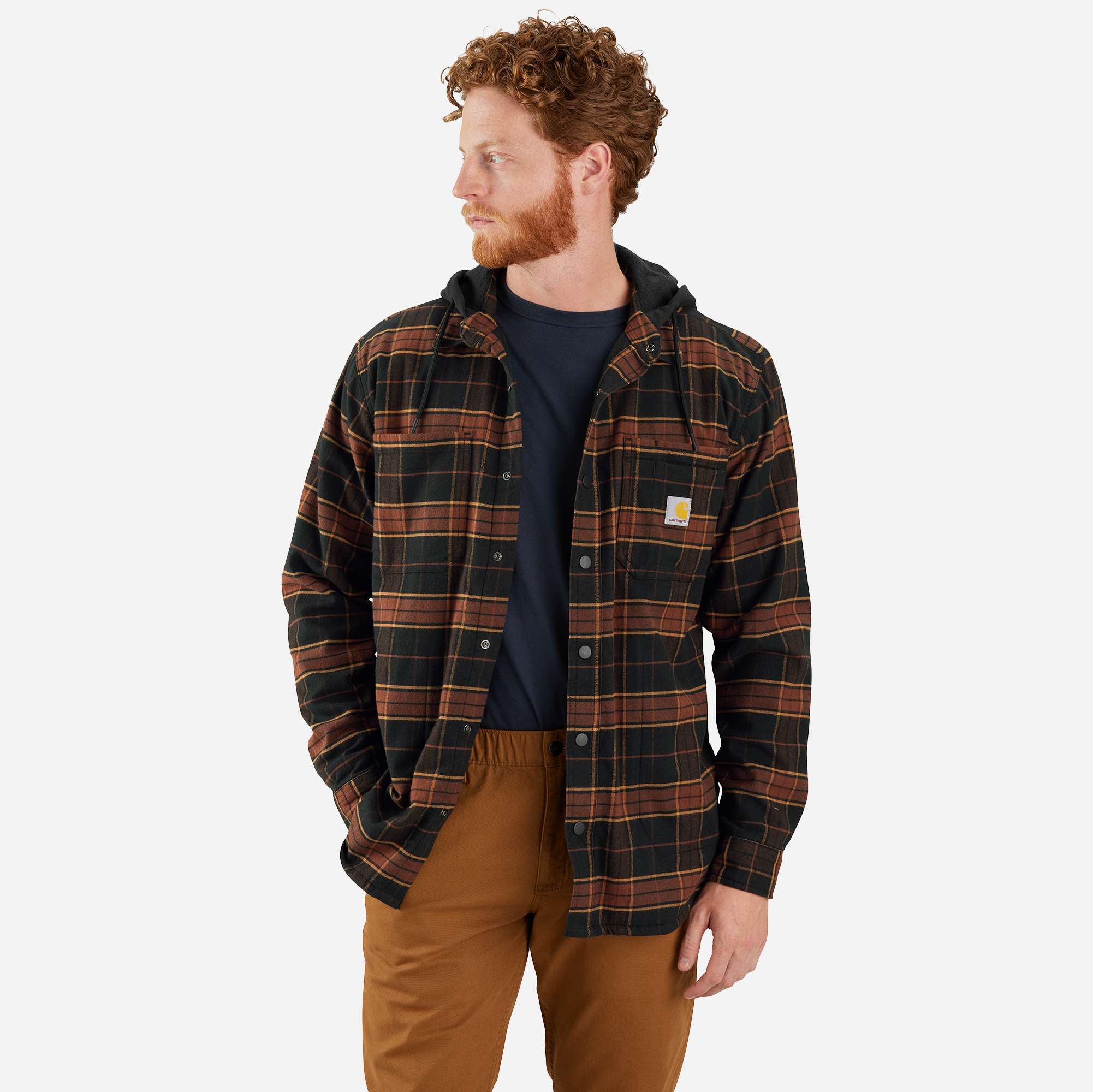 Rugged Flex™ Relaxed Fit Flannel Fleece Lined Hooded Shirt Jac