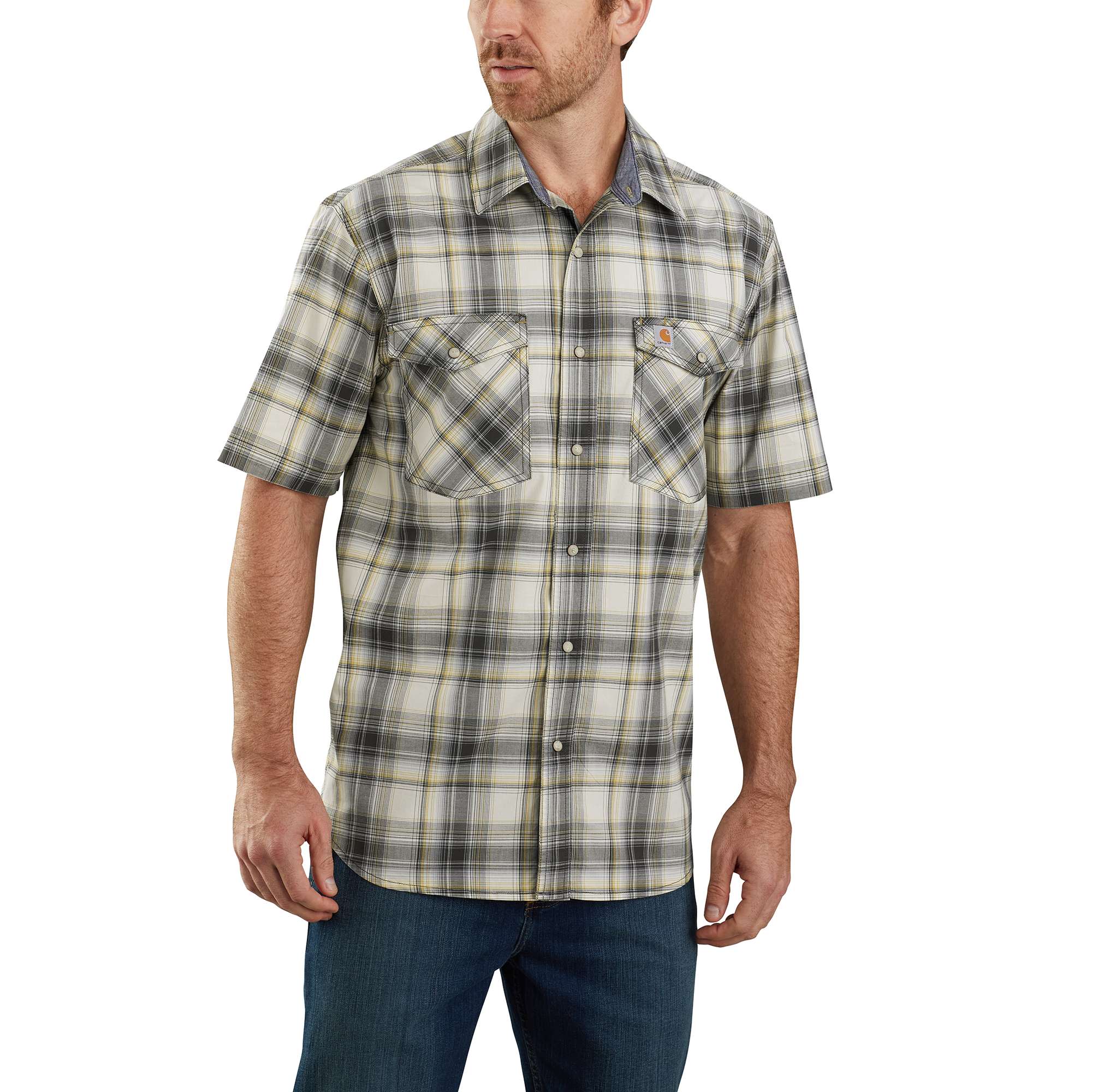 Rugged Flex® Relaxed Fit Lightweight Short-Sleeve Snap-Front Plaid Shirt