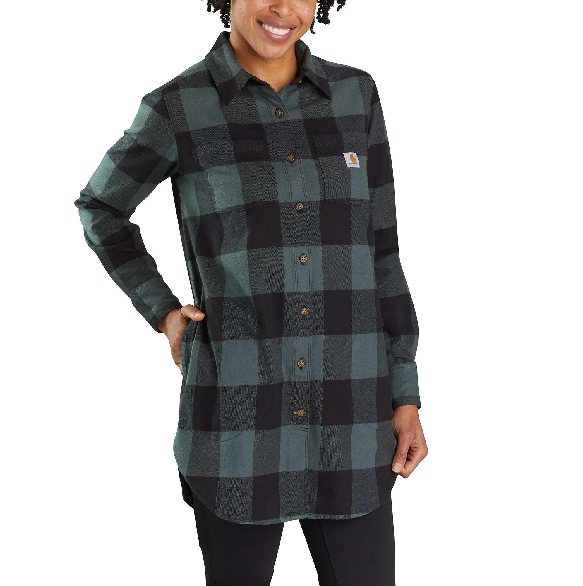 Rugged Flex® Relaxed Fit Midweight Flannel Long-Sleeve Plaid Tunic