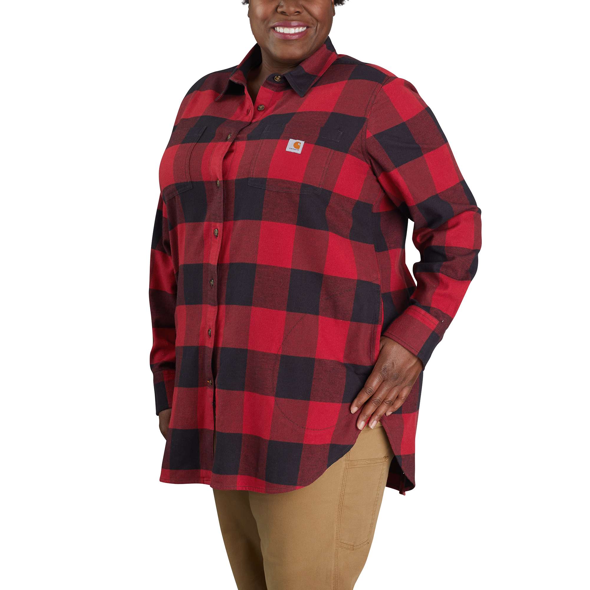 Rugged Flex® Relaxed Fit Midweight Flannel Long-Sleeve Plaid Tunic - Image 3