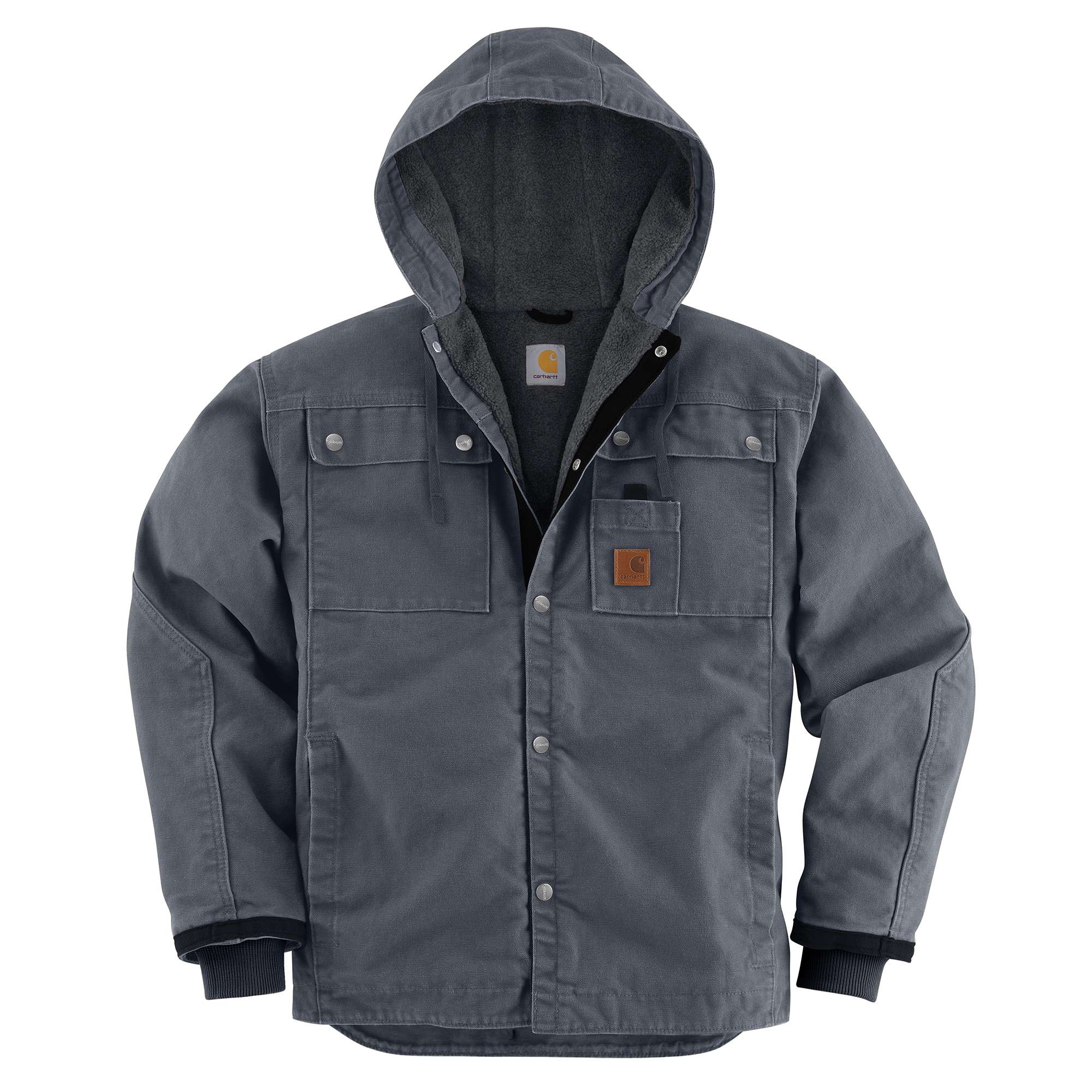 Sandstone Hooded Multi-Pocket Jacket/Sherpa Lined