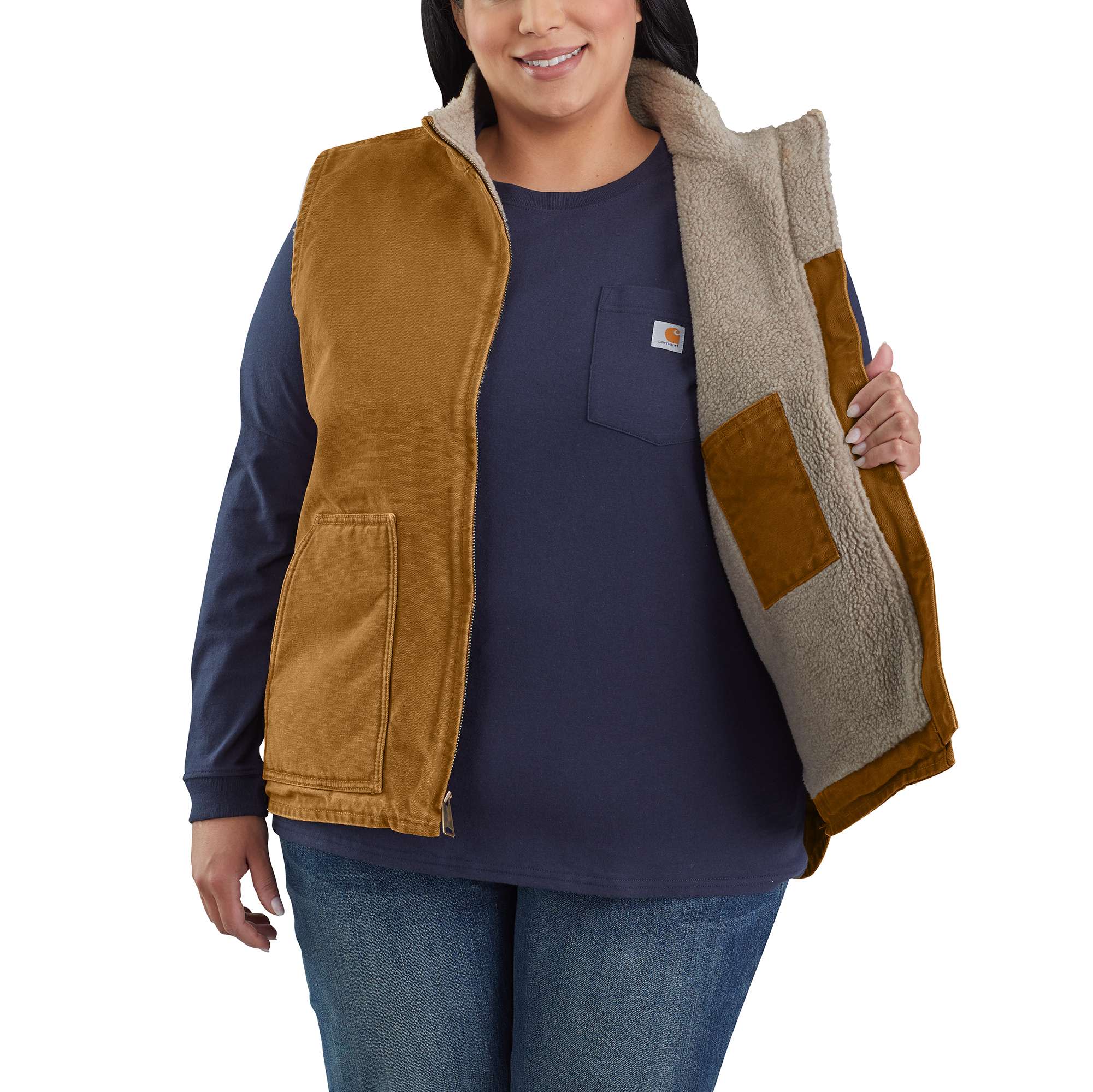 Sandstone Mock-Neck Vest/Sherpa-Lined - Image 4