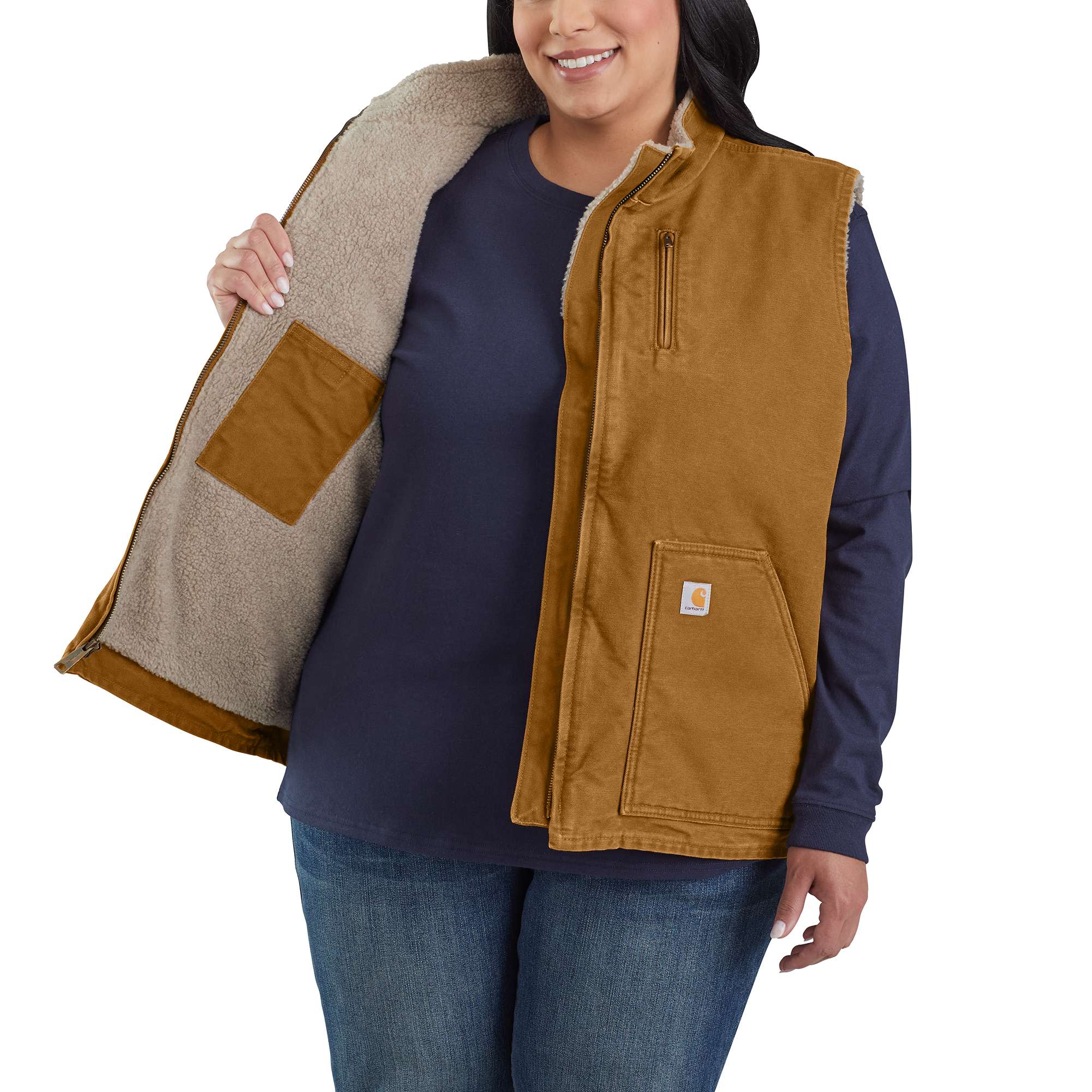 Sandstone Mock-Neck Vest/Sherpa-Lined - Image 5