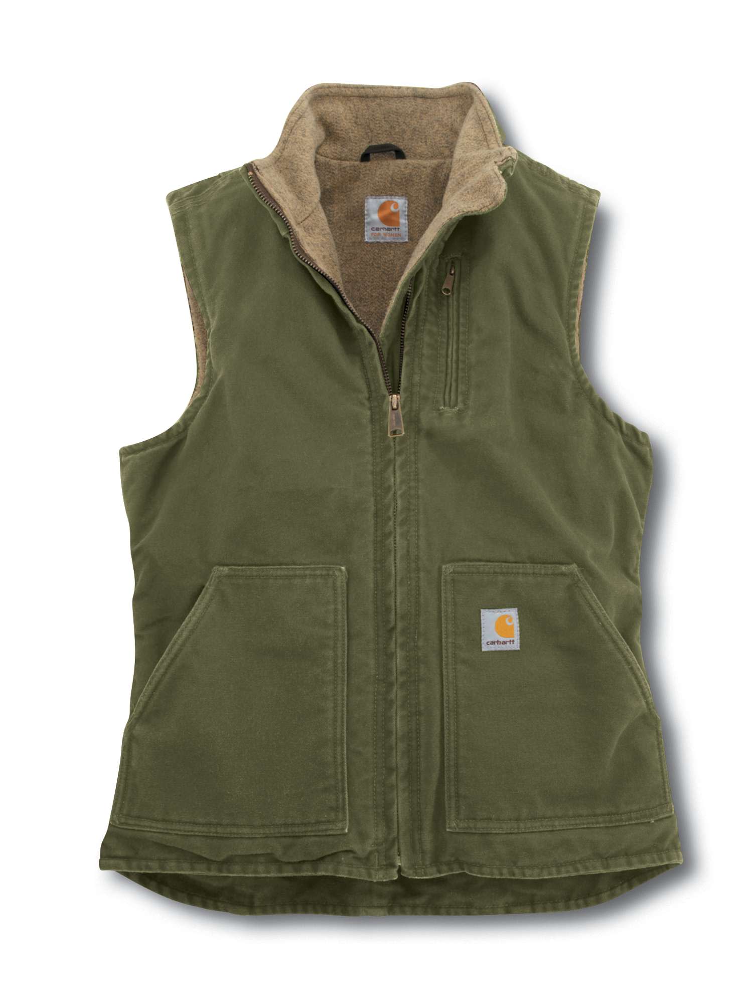 Sandstone Mock-Neck Vest/Sherpa-Lined