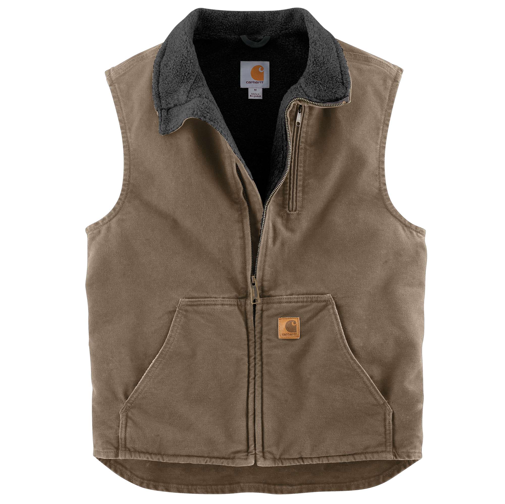 Sandstone Sherpa-Lined Mock-Neck Vest