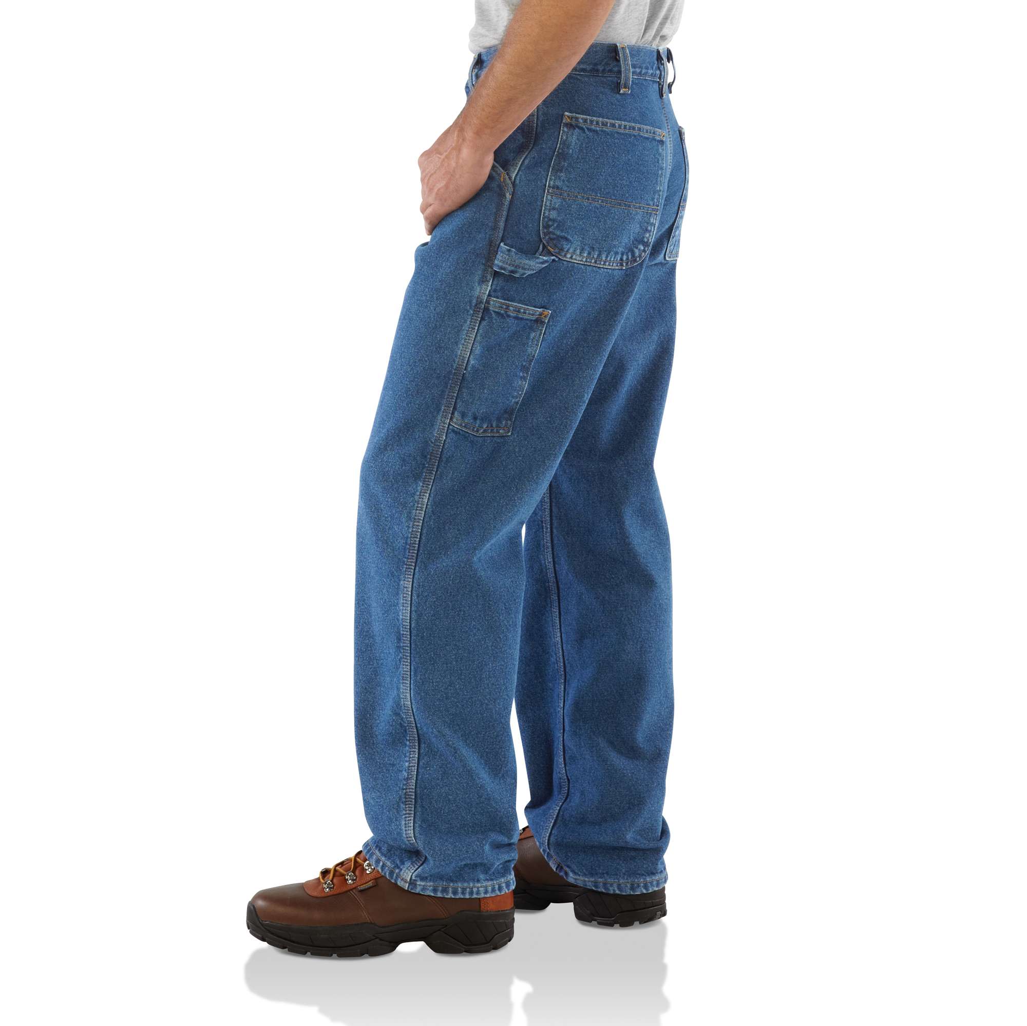 Washed-Denim Work Dungaree/Flannel-Lined - Image 3