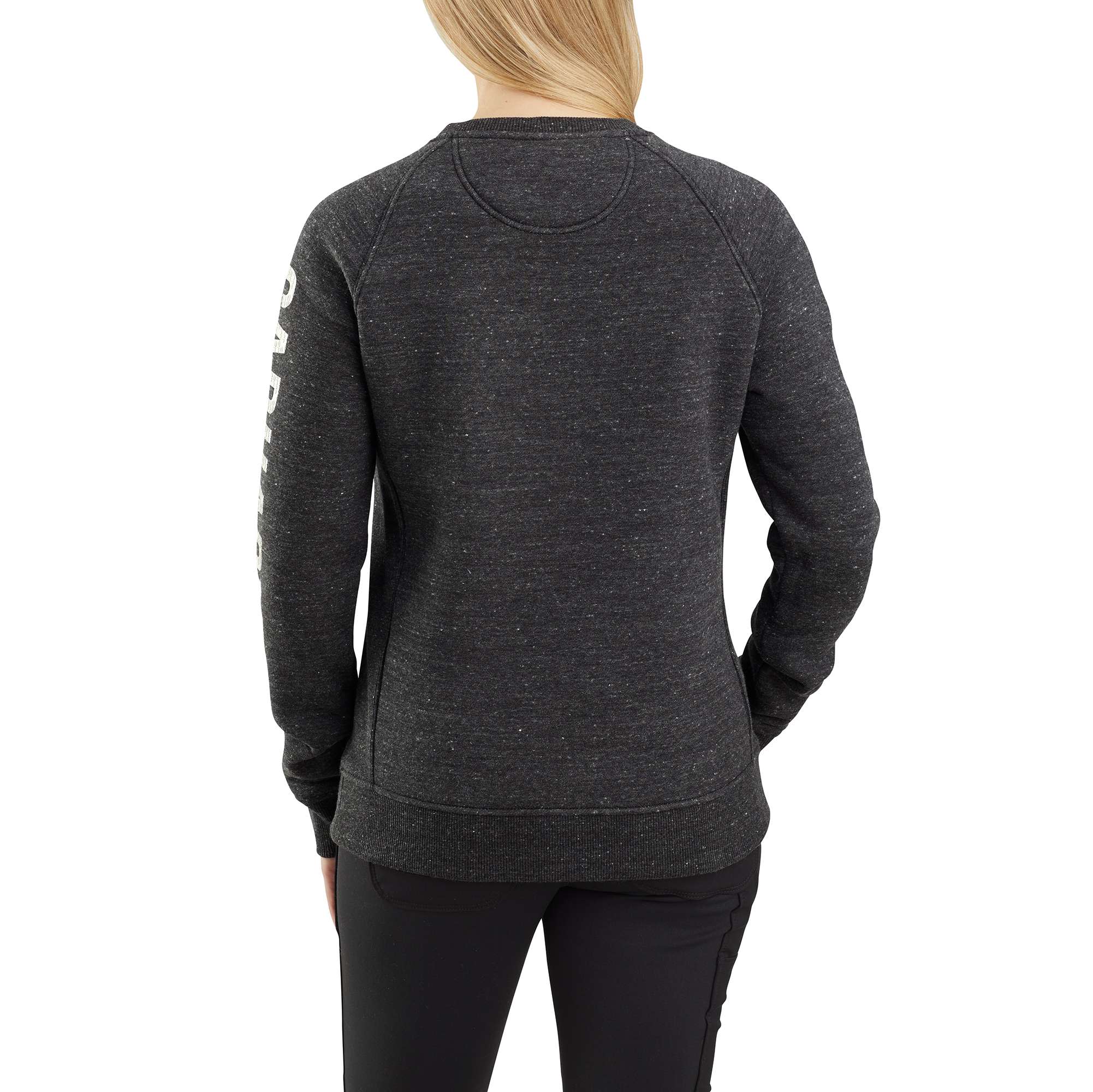 Women's Relaxed Fit Midweight Crewneck Block Logo Sleeve Graphic Sweatshirt - Image 2