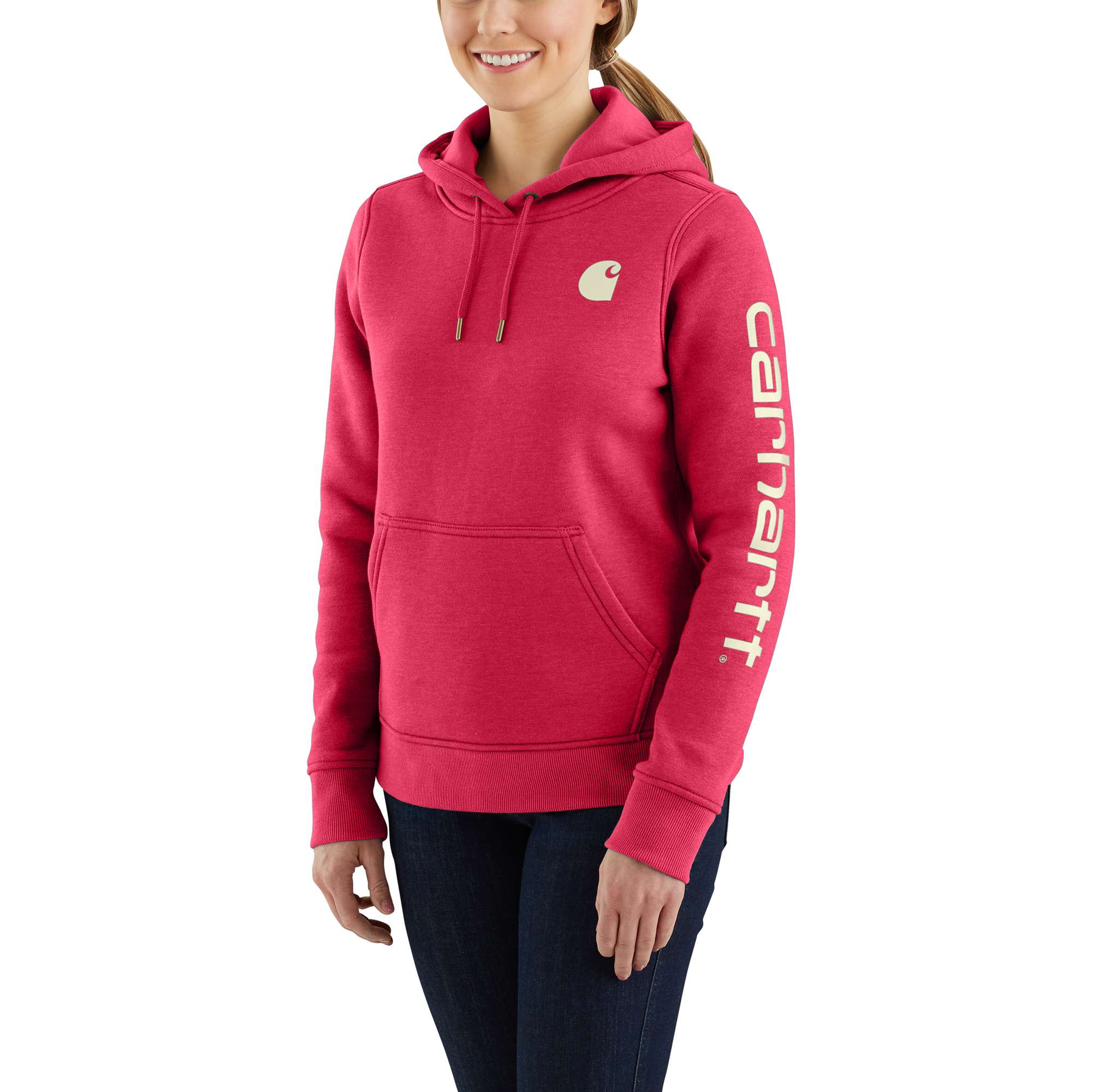 Women's Relaxed Fit Midweight Logo Sleeve Graphic Hoodie
